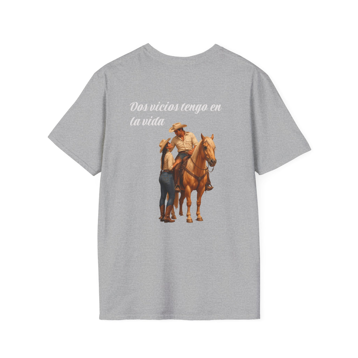 Country Cattle Farm T-Shirt – 'Dos vicios tengo en la vida' Cowboy & Horse Tee