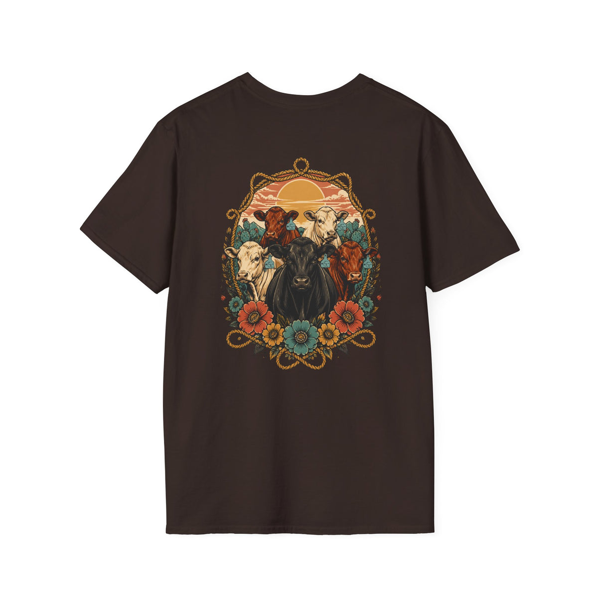 Cowgirl Sunset Floral T-Shirt — Western Cowgirl Art Tee