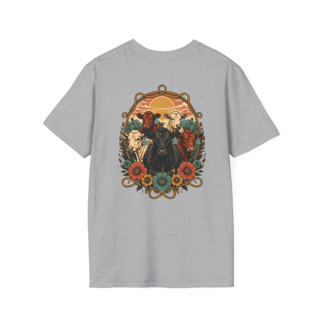 Cowgirl Sunset Floral T-Shirt — Western Cowgirl Art Tee