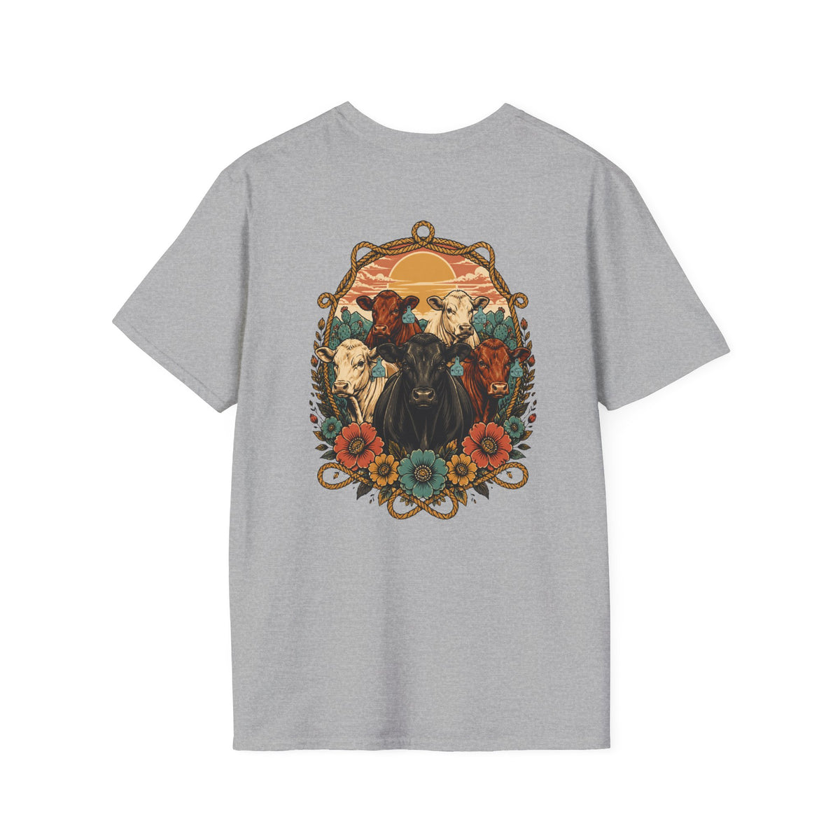 Cowgirl Sunset Floral T-Shirt — Western Cowgirl Art Tee