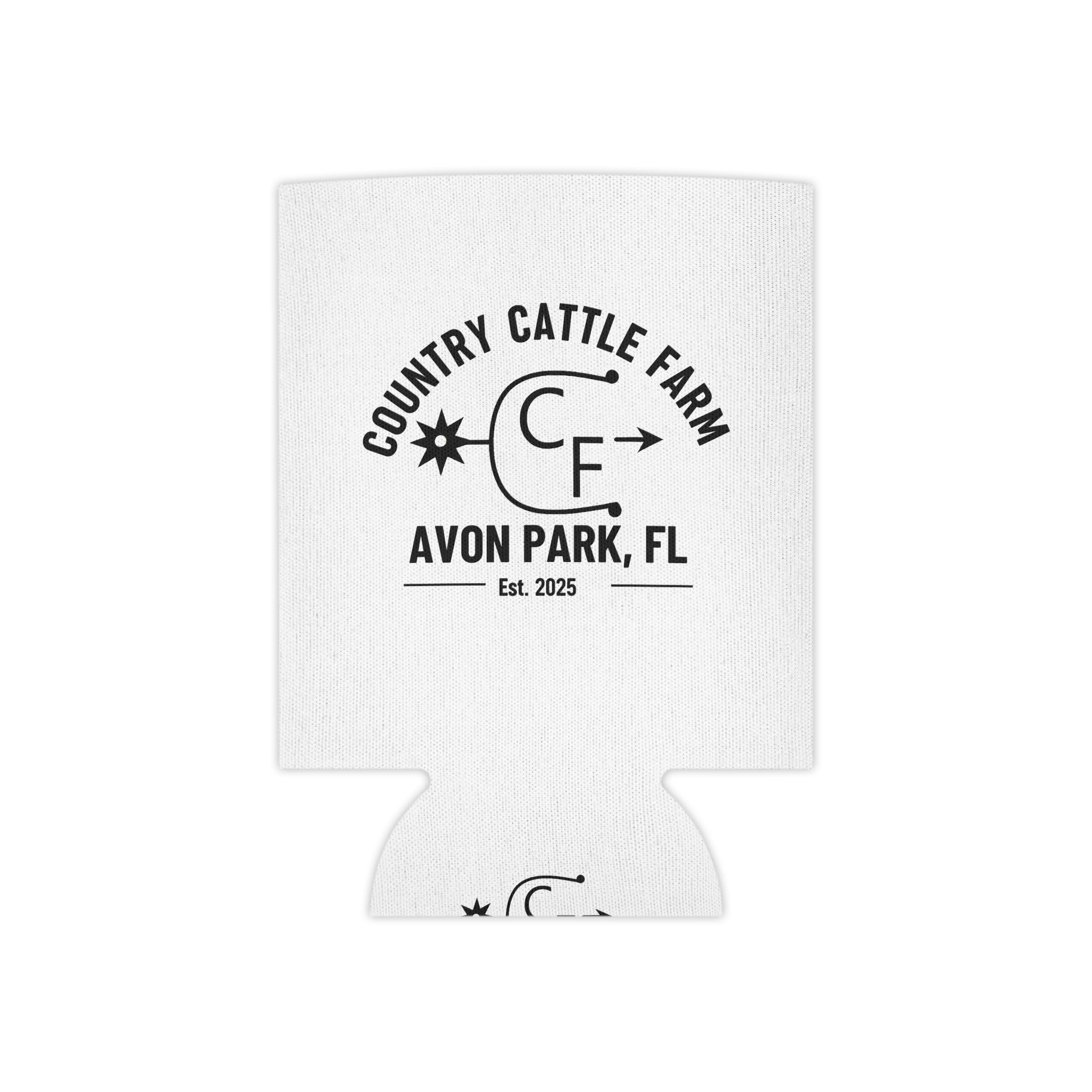 Country Cattle Farm Avon Park FL Can Cooler — Ranch Logo Drink Koozie