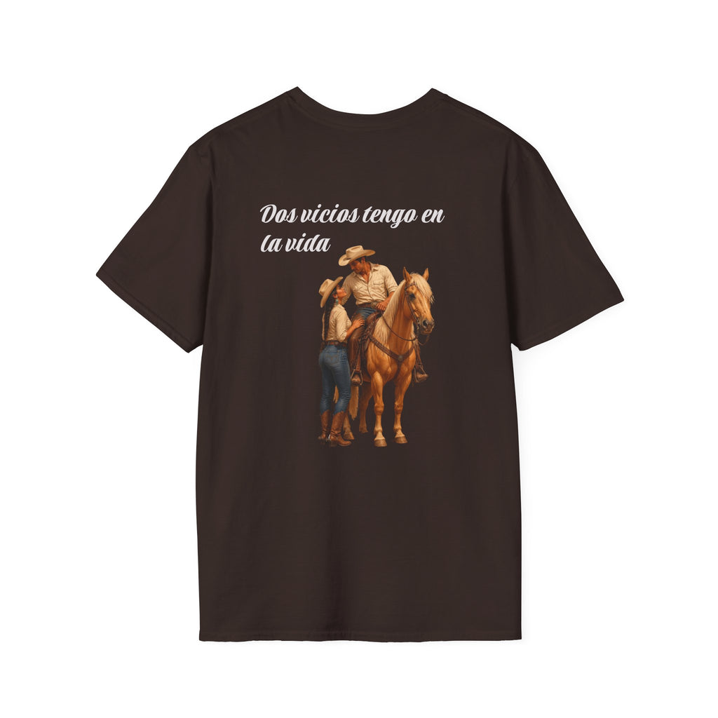 Country Cattle Farm T-Shirt – 'Dos vicios tengo en la vida' Cowboy & Horse Tee