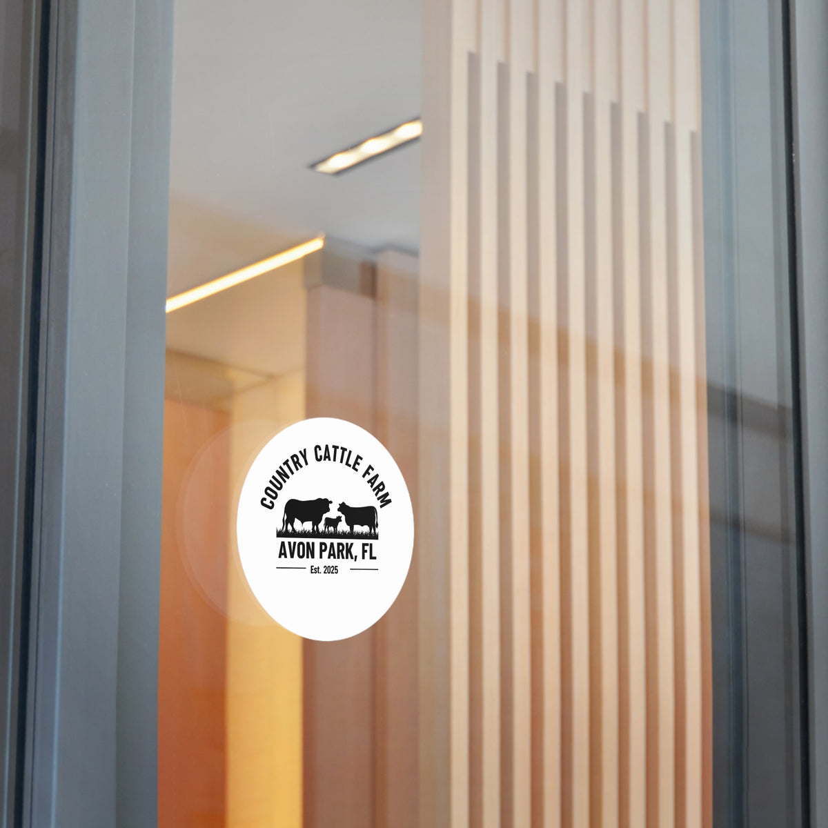 Country Cattle Farm Round Vinyl Sticker — Avon Park, FL Est. 2025