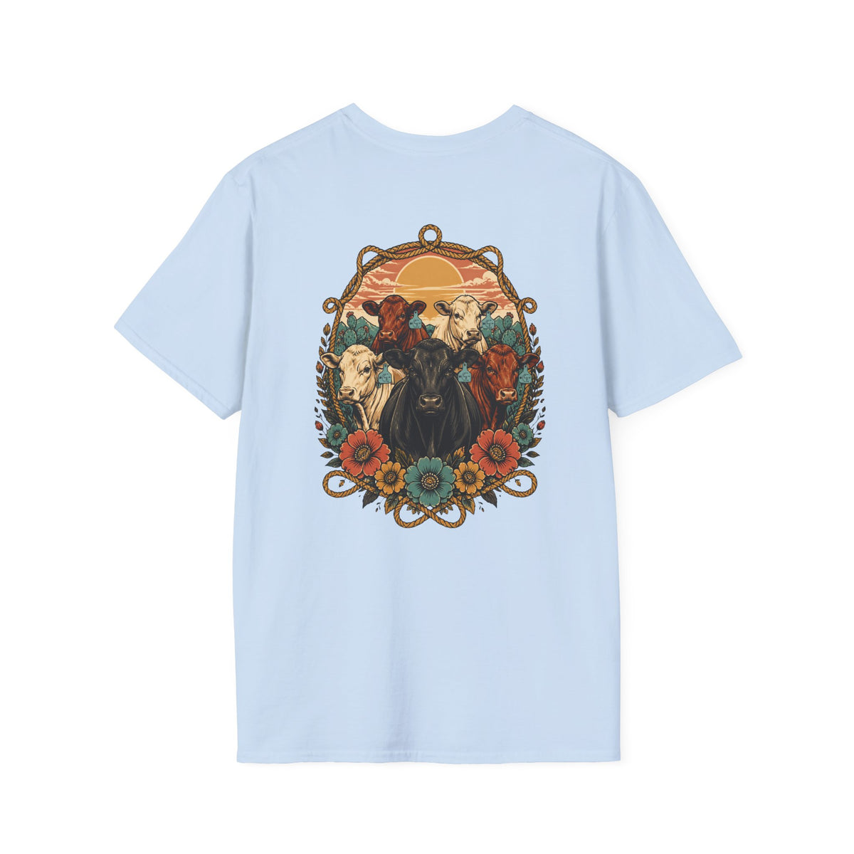 Cowgirl Sunset Floral T-Shirt — Western Cowgirl Art Tee