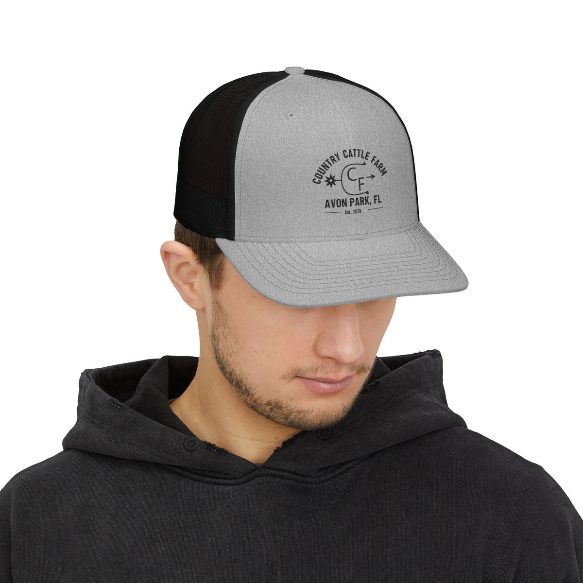 Country Cattle Farm Snapback Trucker Cap — Avon Park, FL Vintage Logo