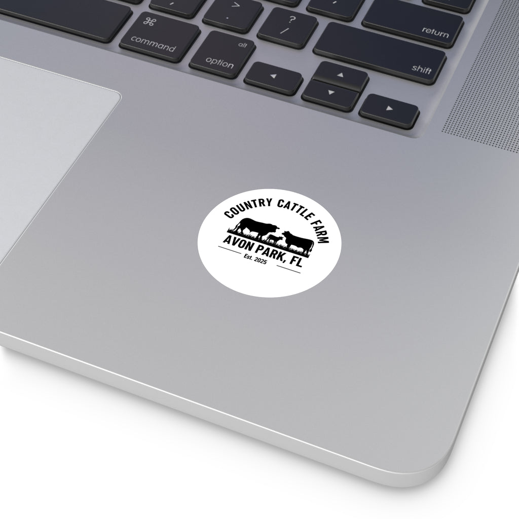 Country Cattle Farm Round Vinyl Sticker — Avon Park, FL Est. 2025