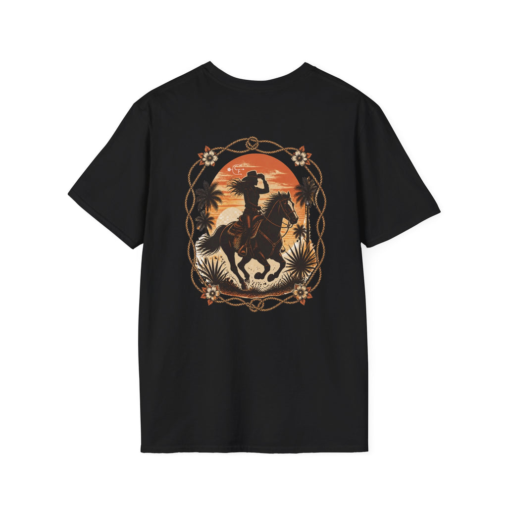 Cowboy Sunset T-Shirt — Western Horse Rider Graphic Tee