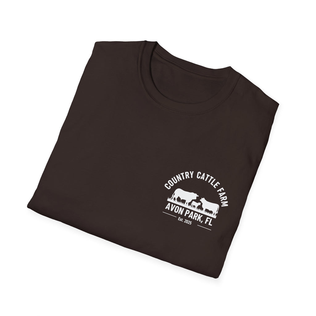 No Sé... Piensalo Sunset Beach T-Shirt — Avon Park Cattle Farm Logo Tee