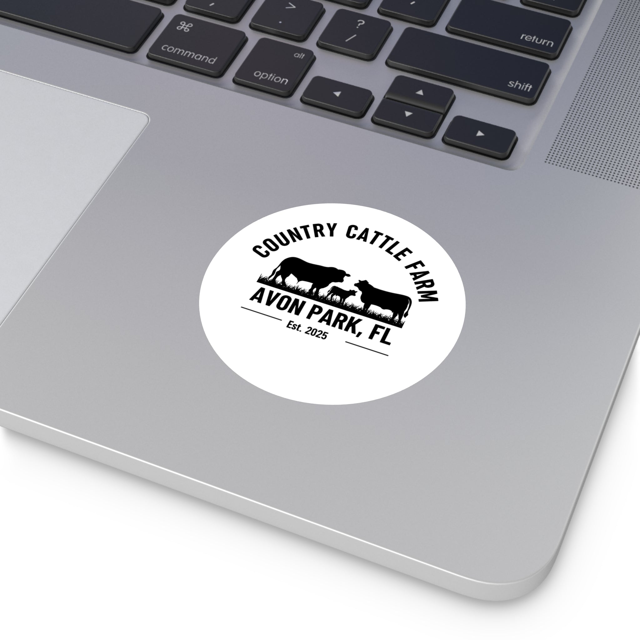 Country Cattle Farm Round Vinyl Sticker — Avon Park, FL Est. 2025