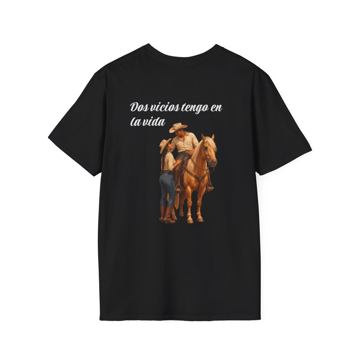 Country Cattle Farm T-Shirt – 'Dos vicios tengo en la vida' Cowboy & Horse Tee