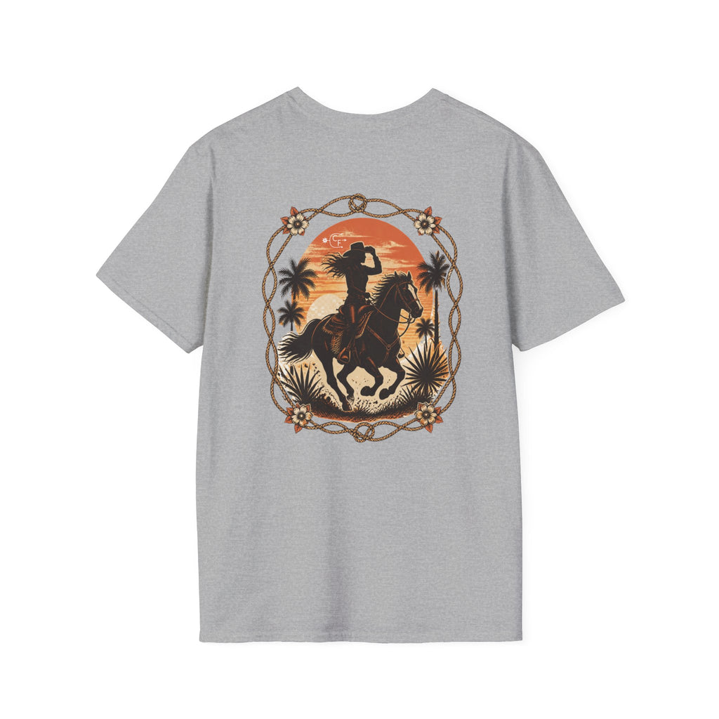Cowboy Sunset T-Shirt — Western Horse Rider Graphic Tee
