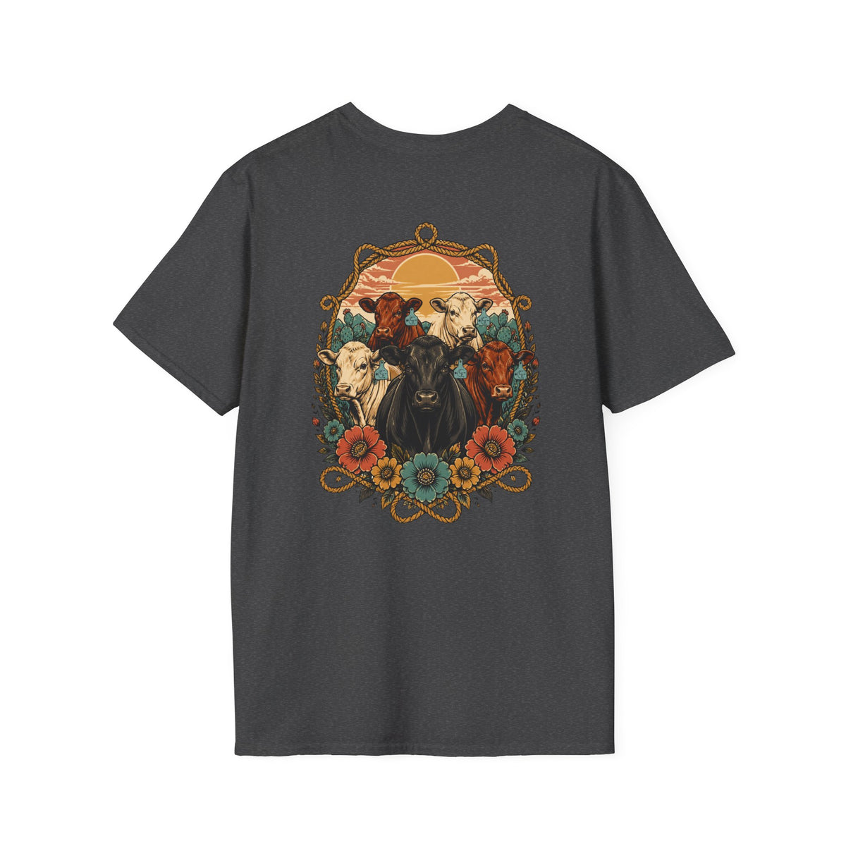 Cowgirl Sunset Floral T-Shirt — Western Cowgirl Art Tee