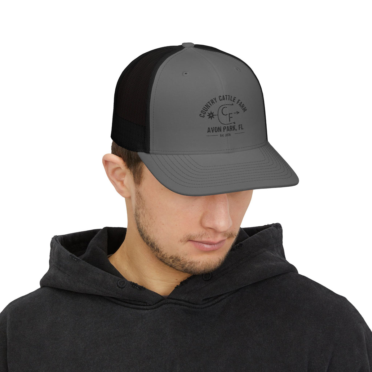 Country Cattle Farm Snapback Trucker Cap — Avon Park, FL Vintage Logo