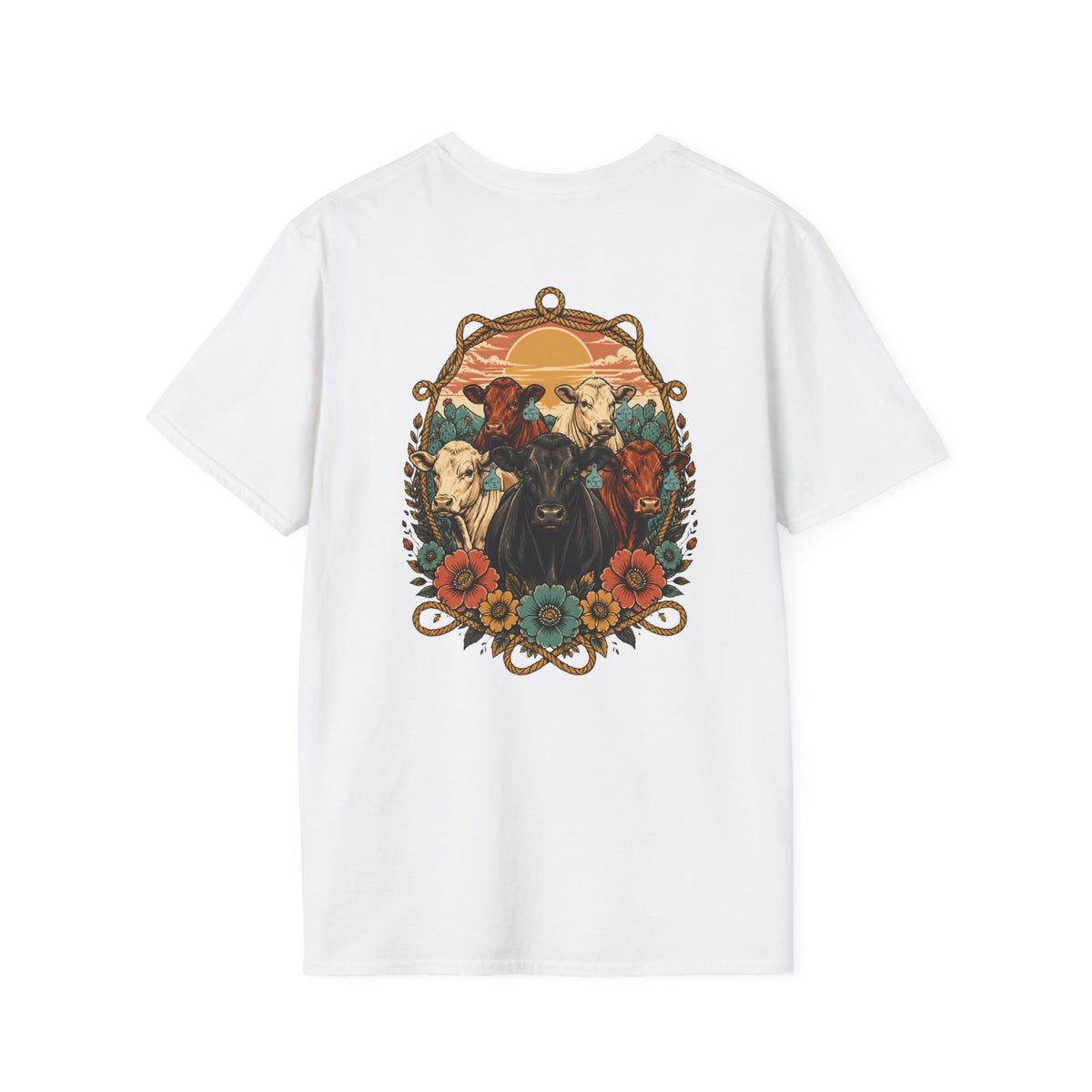 Cowgirl Sunset Floral T-Shirt — Western Cowgirl Art Tee