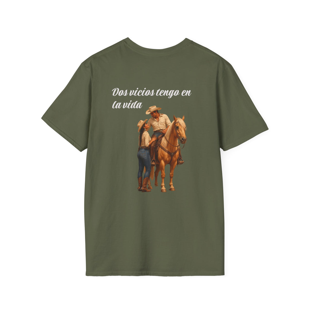 Country Cattle Farm T-Shirt – 'Dos vicios tengo en la vida' Cowboy & Horse Tee