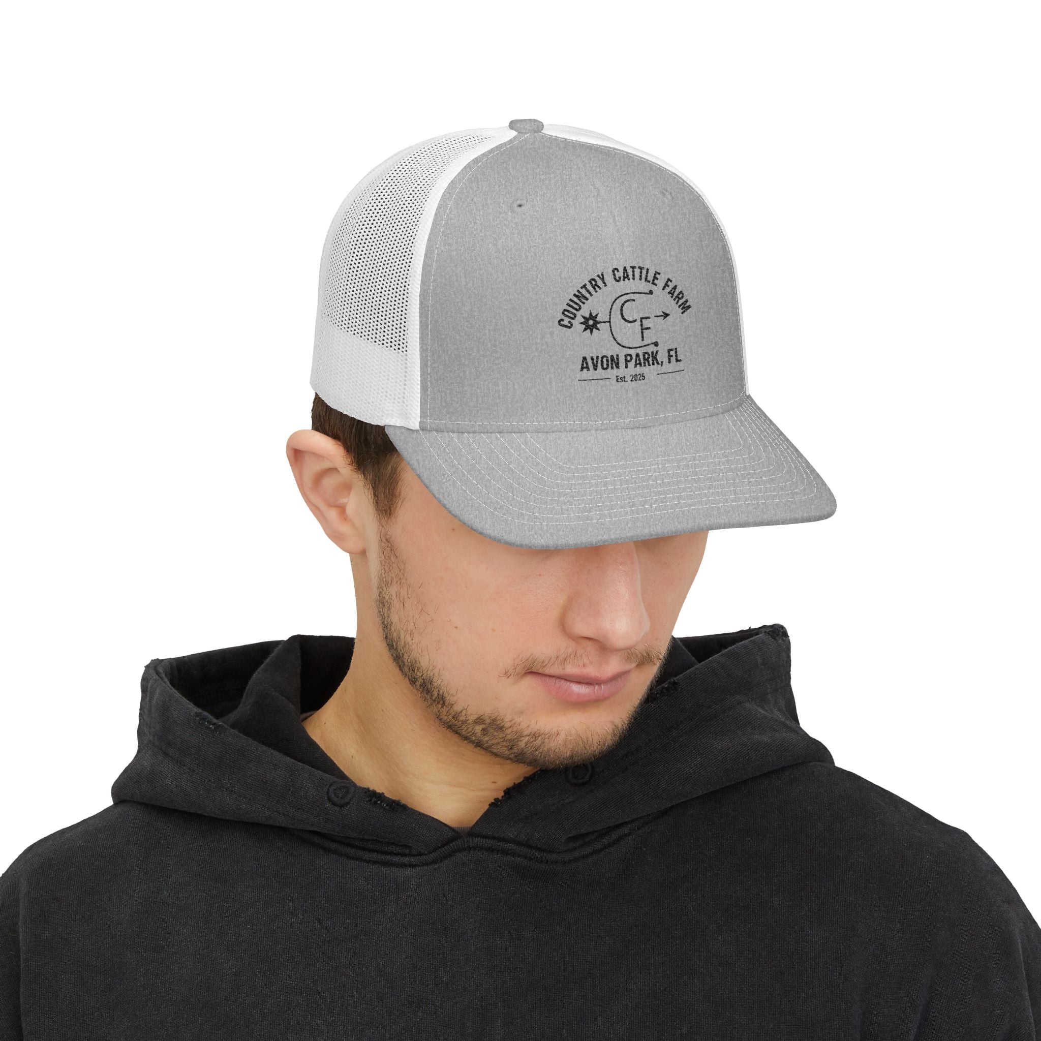 Country Cattle Farm Snapback Trucker Cap — Avon Park, FL Vintage Logo