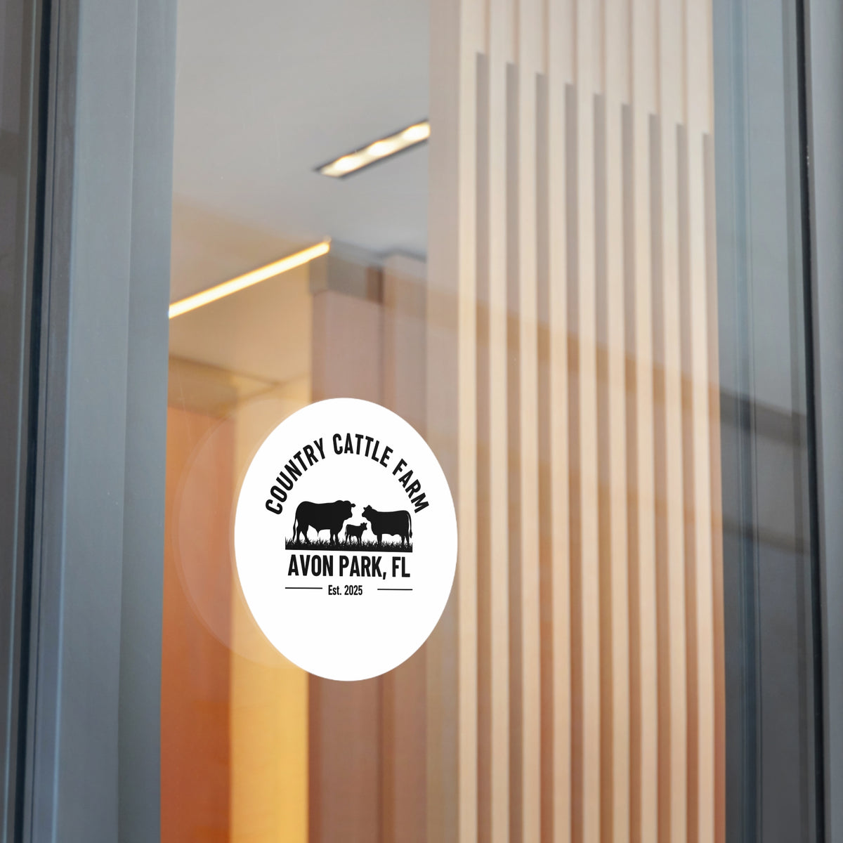 Country Cattle Farm Round Vinyl Sticker — Avon Park, FL Est. 2025