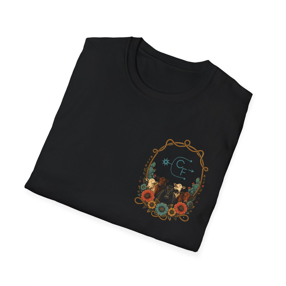 Cowgirl Sunset Floral T-Shirt — Western Cowgirl Art Tee